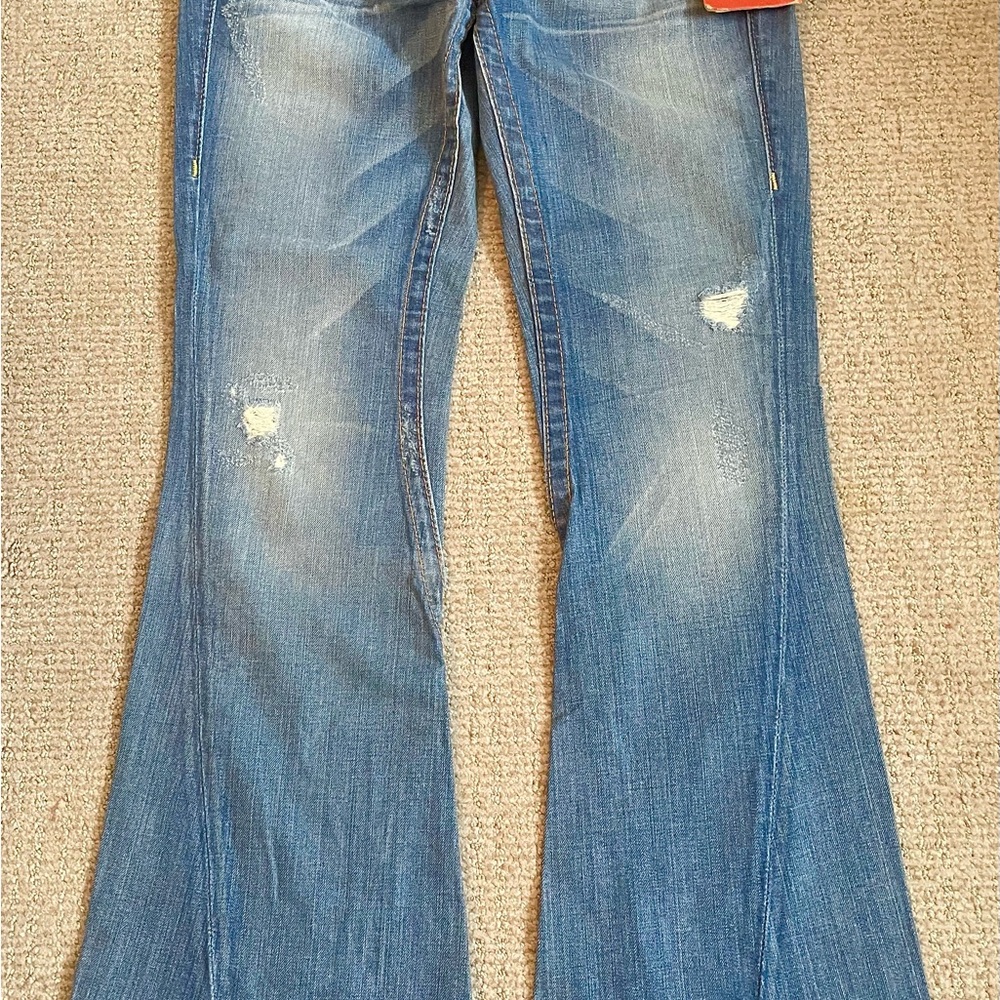 NWT True Religion Distressed Blue Flare Jeans